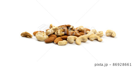 Nut Mix Pile Isolated, Heap of Peeled Nut Kernels 86928661