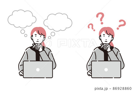 人物 パソコンをしながら考えるビジネスパーソン女性 人物 パソコンをしながら考えるビジネスパーソン女性 86928860
