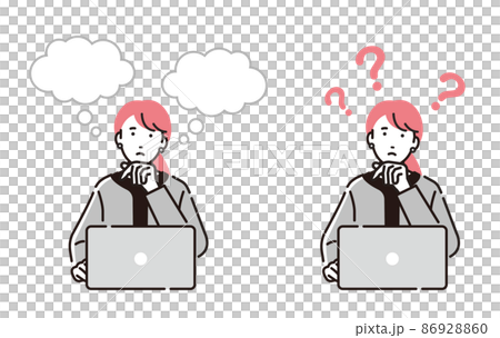 人物 パソコンをしながら考えるビジネスパーソン女性 人物 パソコンをしながら考えるビジネスパーソン女性 86928860
