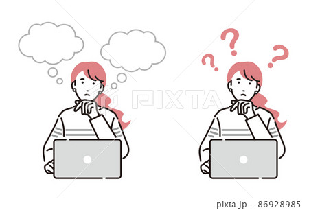 人物 パソコンをしながら考える女性 人物 パソコンをしながら考える女性 86928985