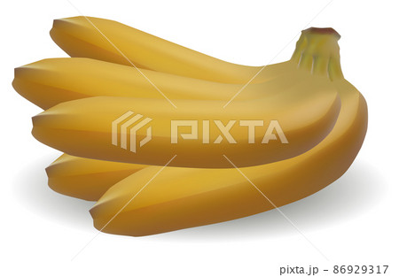 Realistic illustration of bunch of bananas isolated on white background, banana icon, banana image, illustration 86929317