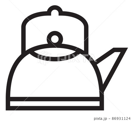 Kettle icon. Metal water boiling vessel. Teapot in linear style 86931124