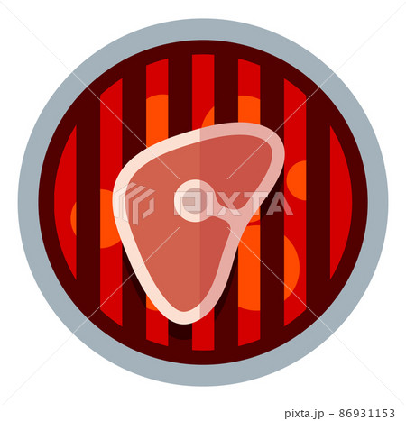 Meat on grill icon. Top view beef on barbecue bars Meat on grill icon. Top view beef on barbecue bars 86931153