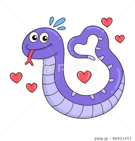 Big Python Happy In Love On Valentine Day のイラスト素材