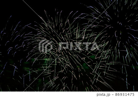 Beautiful fireworks in the dark evening sky. Beautiful fireworks in the dark evening sky. 86931475