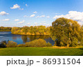 Beautiful autumn landscape with a river on a sunny day. 86931504