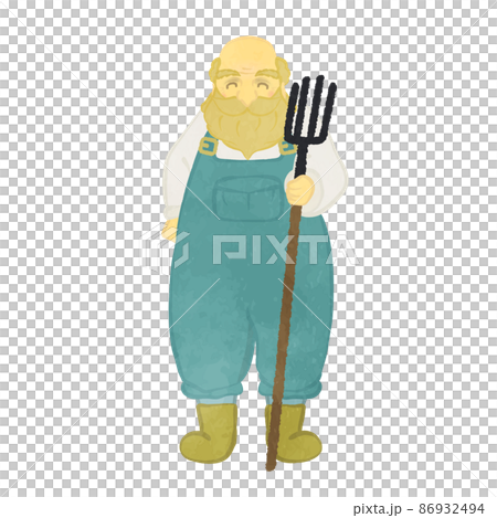 笑顔のかわいい農家のおじさん正面01のイラスト素材