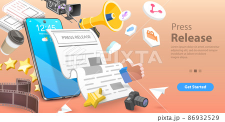 3D Vector Conceptual Illustration of Press Release 86932529