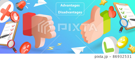 3D Vector Conceptual Illustration of Advantages And Disadvantages 3D Vector Conceptual Illustration of Advantages And Disadvantages 86932531