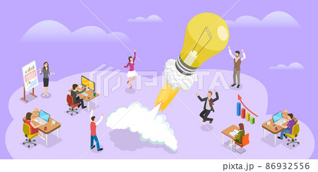 3D Isometric Flat Vector Conceptual Illustration of Startup Idea 86932556