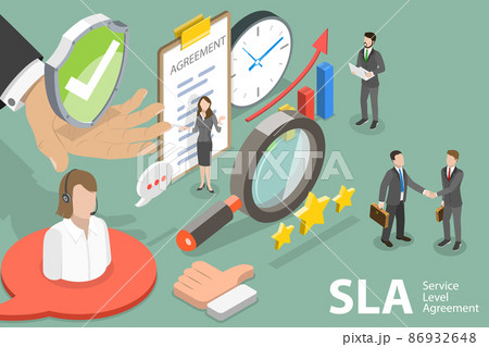 3D Isometric Flat Vector Conceptual Illustration of SLA - Service Level Agreement 86932648