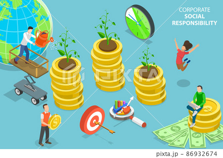 3D Isometric Flat Vector Conceptual Illustration of Corporate Social Responsibility 3D Isometric Flat Vector Conceptual Illustration of Corporate Social Responsibility 86932674