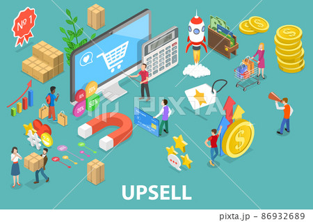 3D Isometric Flat Vector Conceptual Illustration of Upselling Sales Technique 86932689