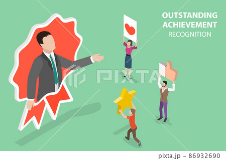3D Isometric Flat Vector Conceptual Illustration of Outstanding Achievement Recognition 86932690