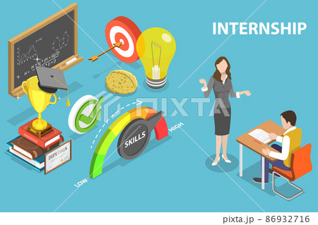 3D Isometric Flat Vector Conceptual Illustration of Internships Work Experience 86932716