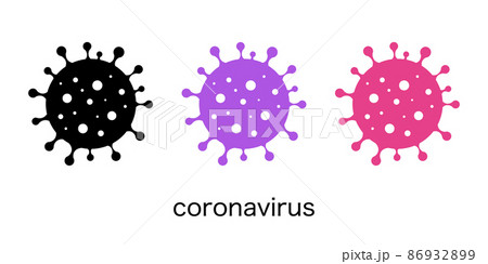 コロナウイルス ウイルス 細菌のベクターアイコンセットイラストのイラスト素材