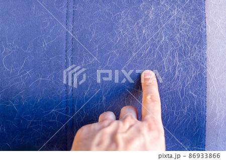 Wool, dog hair, on furniture, car seat. Pet care and pet grooming 86933866