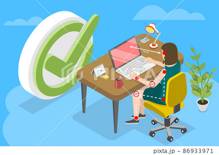3D Isometric Flat Vector Conceptual Illustration of Ergonomically Correct Workstation 86933971
