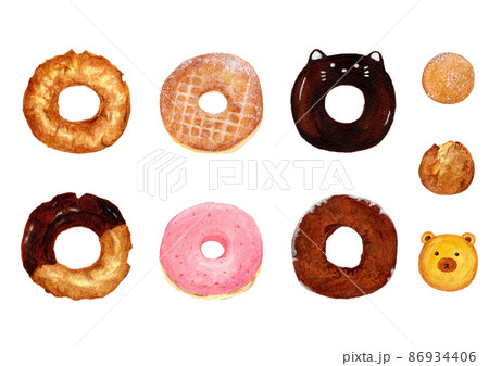 Cute And Delicious Donut Illustration Set With Stock Illustration