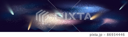 Colorful space galaxy background with light, shining stars, stardust, comets 86934446