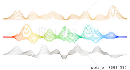 illustration of an wavy line three model color design, applicable for sound or voice spectrum, light trail color chart, digital technology backgrounds, motion electric, flowing lines banner and sign 86934552