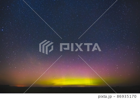 Night sky aesthetics, night sky stars with Aurora borealis in the background, beautiful night view at a roadtrip Night sky aesthetics, night sky stars with Aurora borealis in the background, beautiful night view at a roadtrip 86935170