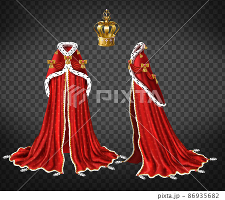 Medieval queen royal garment realistic vector 86935682