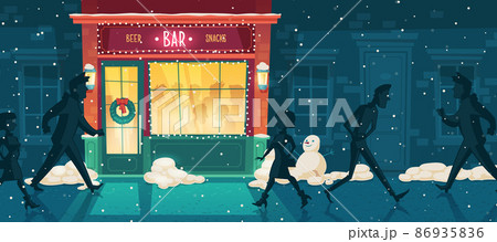 Vector beer bar at winter, Christmas Eve 86935836