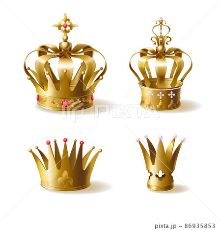 Golden royal crowns 3d realistic vector set 86935853
