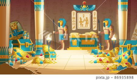 Pharaoh tomb full of treasures cartoon vector Pharaoh tomb full of treasures cartoon vector 86935898