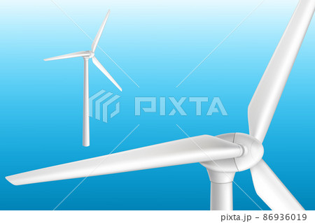 Modern wind turbine on tower 3d realistic vector 86936019