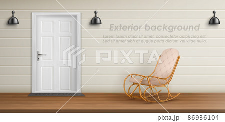 Vector exterior background with veranda facade 86936104