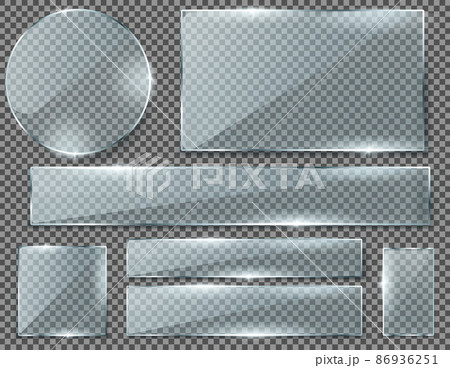 Vector set of transparent glass plates or banners Vector set of transparent glass plates or banners 86936251