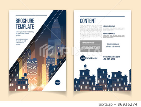 Vector brochure template with cityscape at night 86936274