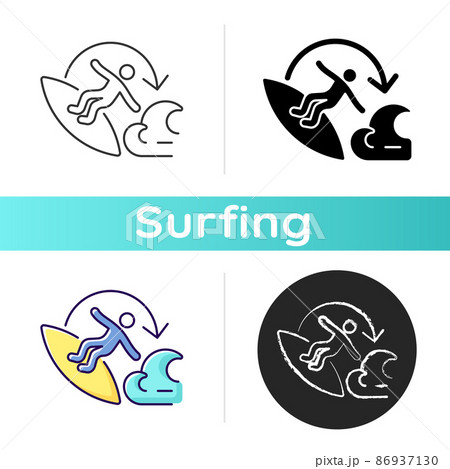 Carve surfing maneuver icon. Turning board on...のイラスト素材 ...