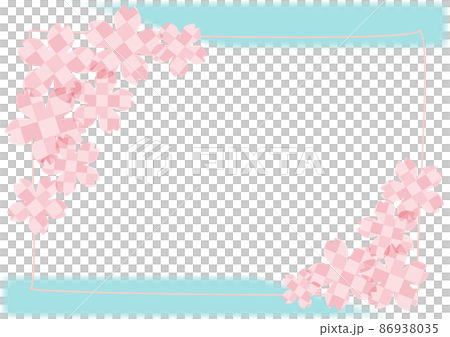 Simple frame of plaid cherry blossoms 86938035