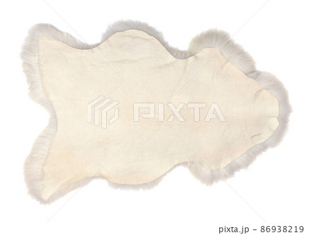 White sheep skin back side isolated on white background 86938219