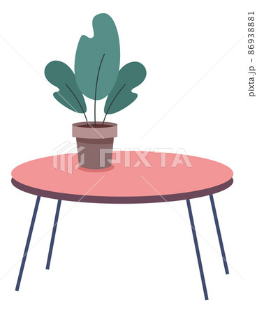 Coffee table with green houseplant. Living room decoration 86938881