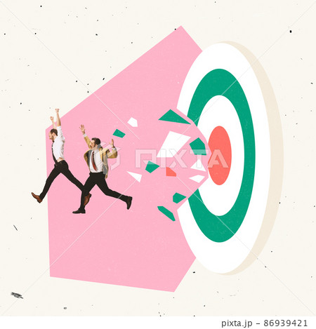 Creative design. Business people, managers, employees celebrating successful business strategy for achieving goal Creative design. Business people, managers, employees celebrating successful business strategy for achieving goal 86939421