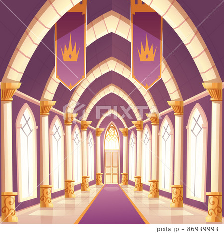 Palace hall, castle column empty corridor interior 86939993