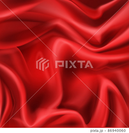 Red silk folded fabric background, luxury textile Red silk folded fabric background, luxury textile 86940060