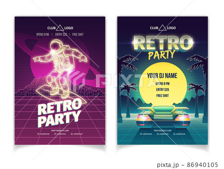 Retro party in nightclub ad flyer vector template Retro party in nightclub ad flyer vector template 86940105