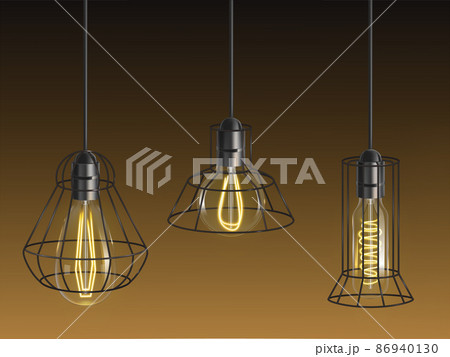 Retro incandescent light bulbs with lattice vector 86940130