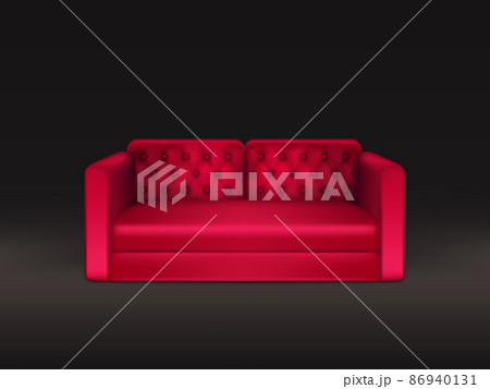 Classic sofa of red leather realistic vector Classic sofa of red leather realistic vector 86940131