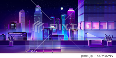 Modern megapolis at night, urban town architecture Modern megapolis at night, urban town architecture 86940295