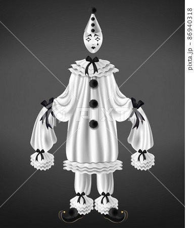 Sad harlequin costume 3d realistic vector 86940318