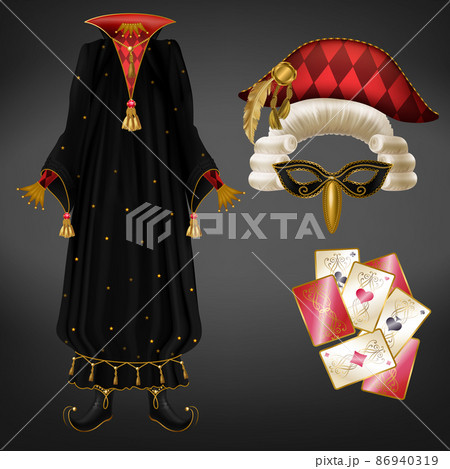 Joker suit and playing cards realistic vector 86940319