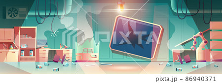 Science laboratory ruined by explosion vector Science laboratory ruined by explosion vector 86940371