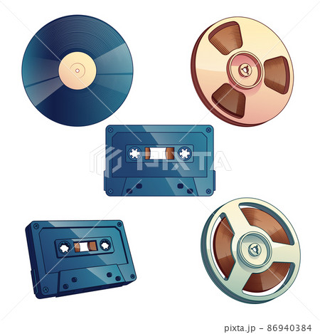 Set of retro media storage for music and sound 86940384