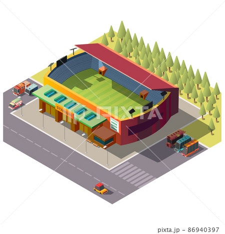 City public stadium building isometric vector 86940397